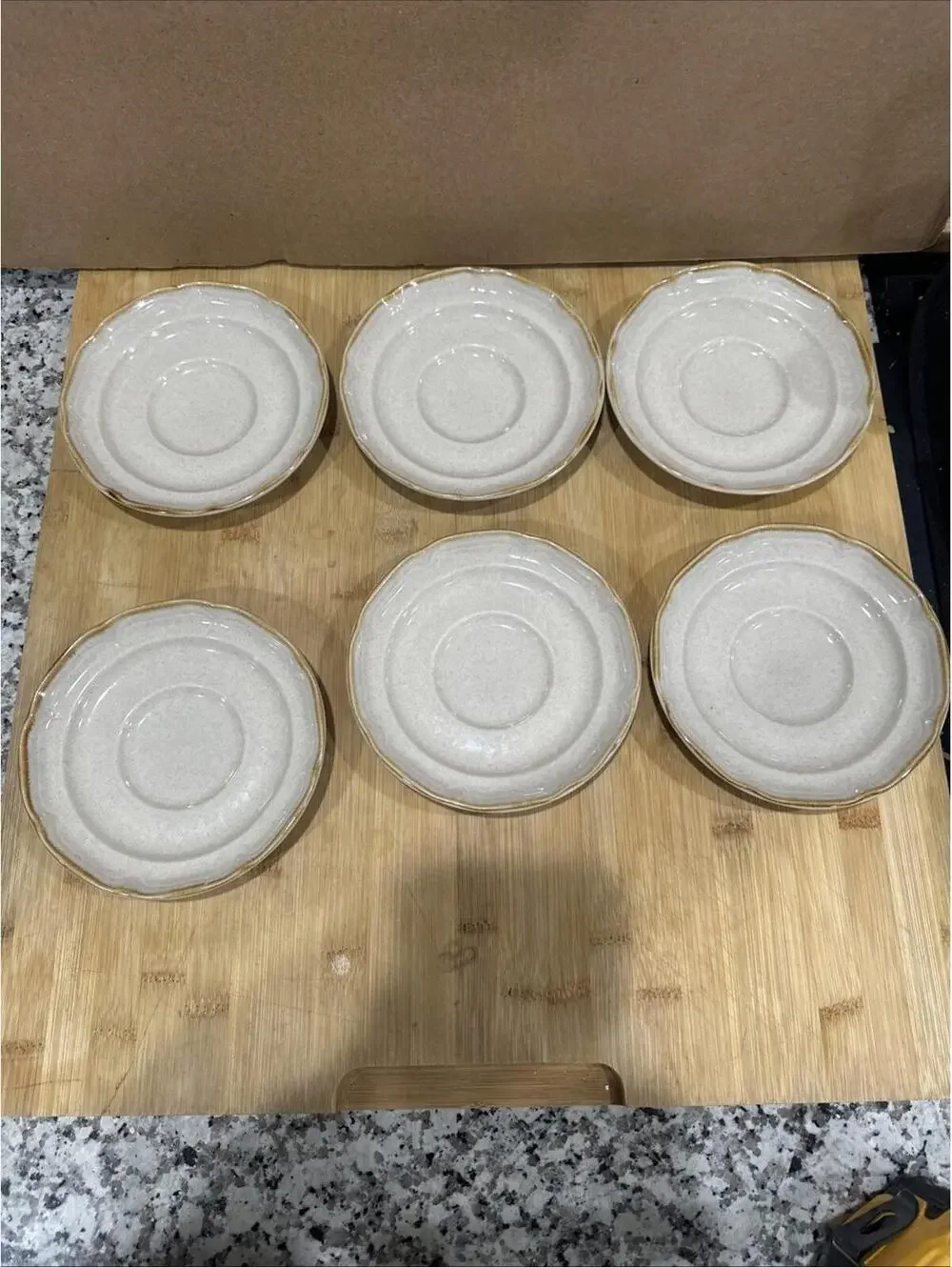 VTG 6 International China Co Endura Collection Saucers Plates Stoneware Japan 6